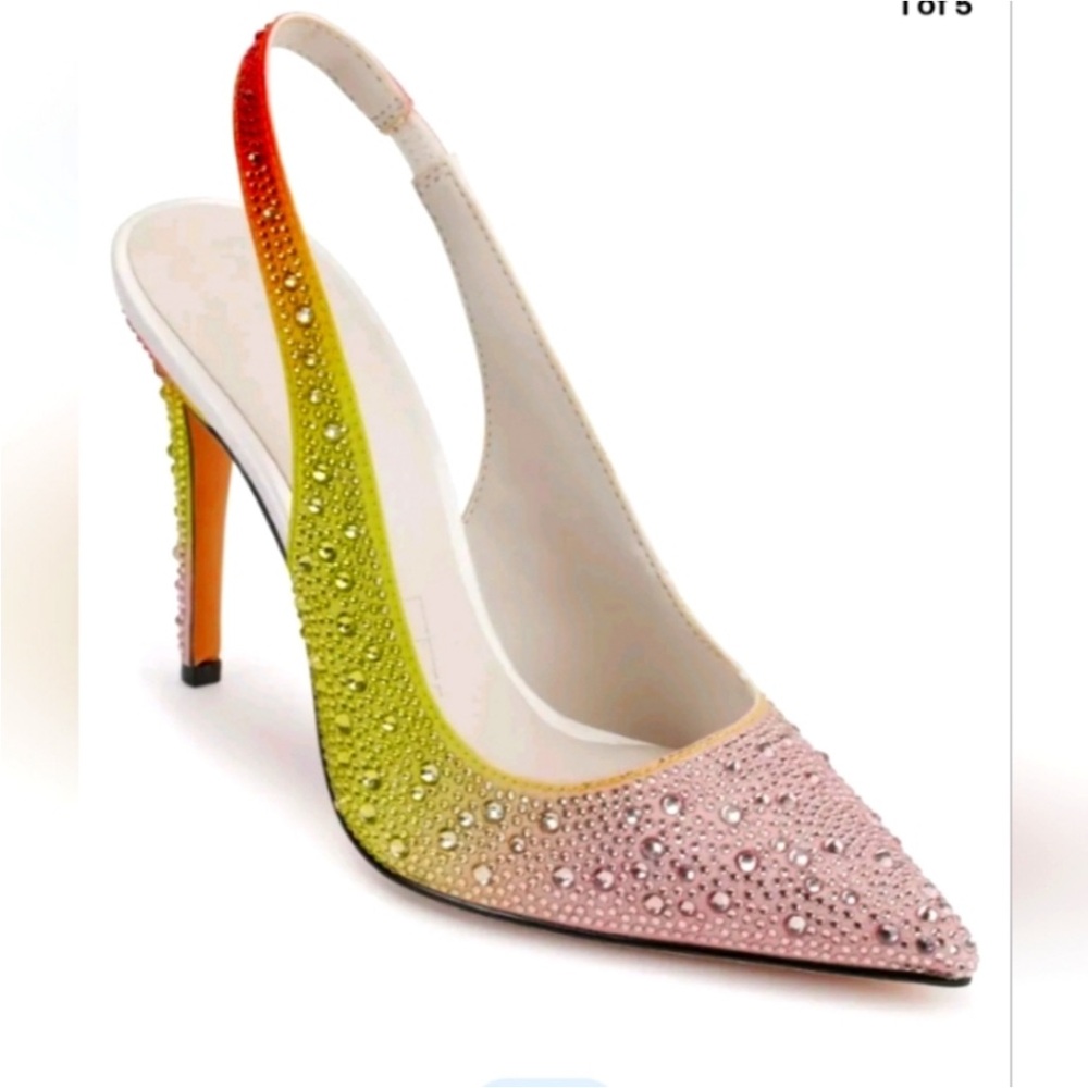 NEW Karl Lagerfeld “Chalina” Rhinestone Multi-Colored Ombré Slingback Pumps NWT